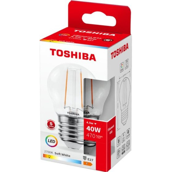 Toshiba Led Filament G45 E27 4.5W 2700K - (DELS-FGW44P527AF11)