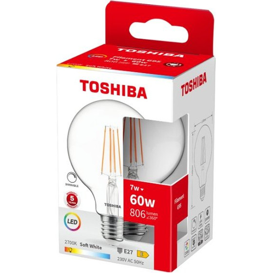 Toshiba Led Filament G95 E27 7W 2700K Dimmable - (DELS-FEW400727DE11)