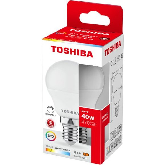 Toshiba Led G45 E14 5W 3000K Dimmable - (DELS-GF3400514DE51)