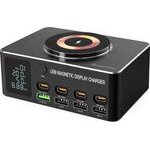 Powertech ������� �������� �� �����, 4x USB/4x USB-C/wireless, 140W, ������ - (PT-1625)