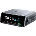 Powertech ������� �������� �� �����, Usb & 4x USB-C, GaN, 100W, ����� - (PT-1622)