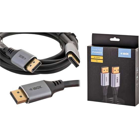 IBOX Displayport Cable 4K 60Hz Gold Plug 3 m - (ITVDP013)
