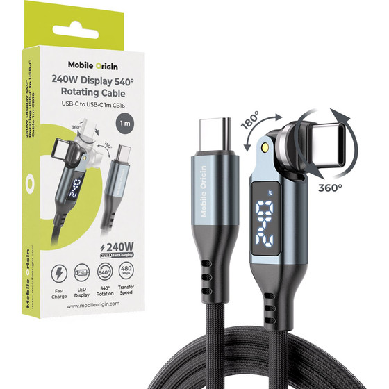Mobile Origin 240W Display 540� Rotating USB-C To USB-C Cable 1 m CB16 - (MO-DRC-S-CB16)