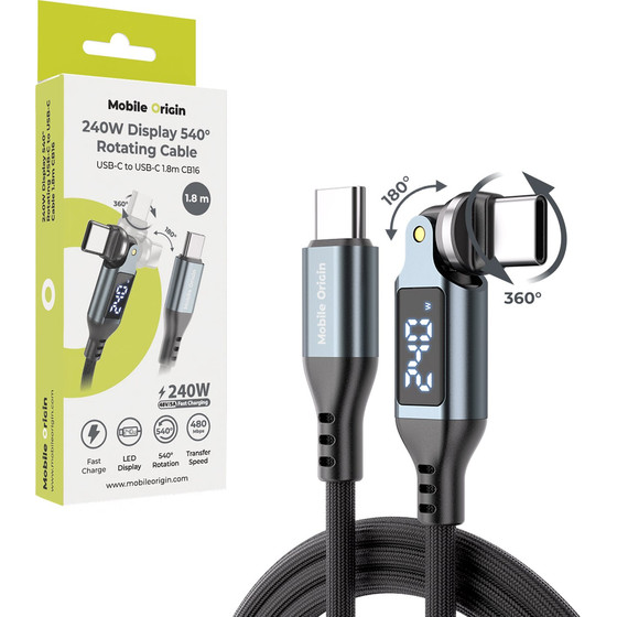 Mobile Origin 240W Display 540� Rotating USB-C To USB-C Cable 1.8 m CB16 - (MO-DRC-M-CB16)