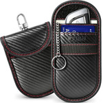 Tech-Protect KLR100 Pouch Keyless Rfid Signal Blocker Case Carbon BLACK/RED