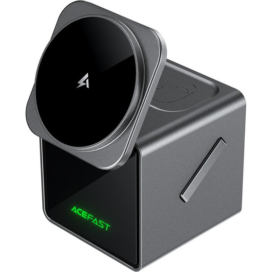 Acefast 22.5W 3-in-1 Inductive Charger With built-In Cable For Smartphone And Smartwatch - Gray - (E34)
