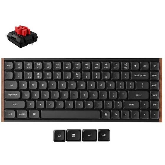 Keychron K3 Ultra Qmk 8K Wireless Mechanical Keyboard Red Switch Low Profile Wood Frame 75% - (K3U-H1)