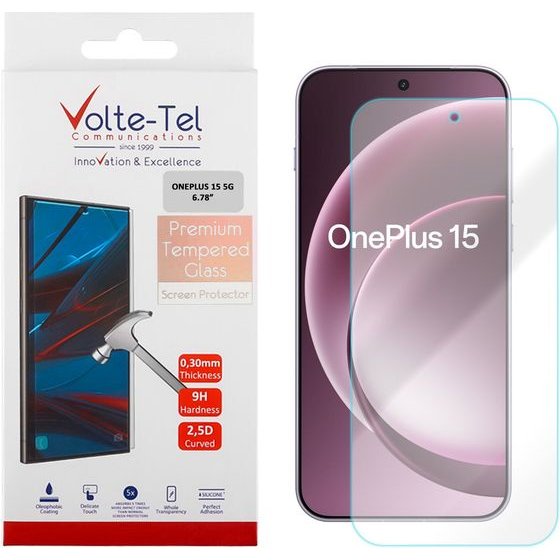 Volte-Tel Tempered Glass Oneplus 15 5G 6.78in 9H 0.30mm 2.5D Full GLUE