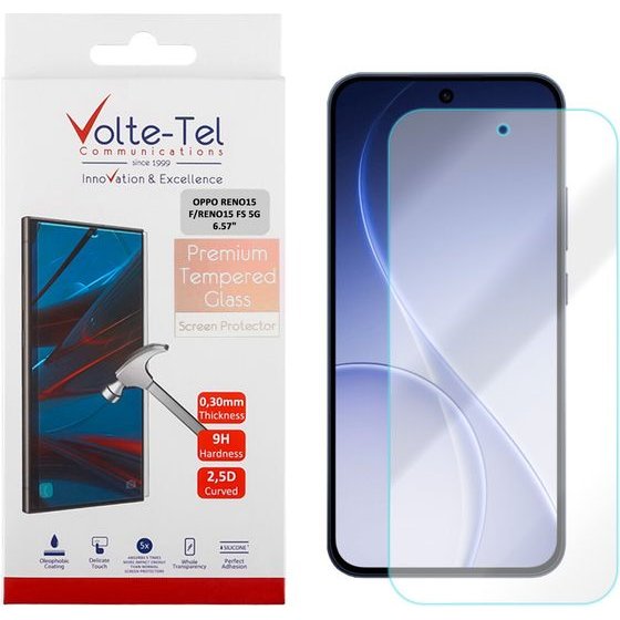 Volte-Tel Tempered Glass Oppo RENO15 F/RENO15 Fs 5G 6.57in 9H 0.30mm 2.5D Full GLUE