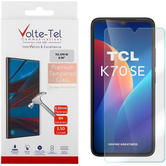 Volte-Tel Tempered Glass Tcl K70 Se 6.56in 9H 0.30mm 2.5D Full GLUE