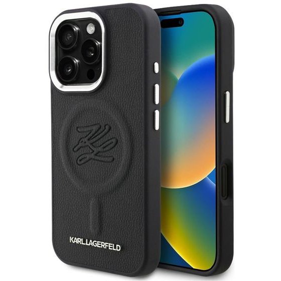 Karl Lagerfeld Case Initial & Metal Logo Magsafe For Iphone 16 Pro Black - (KLHMP16LPGFKLRDK)