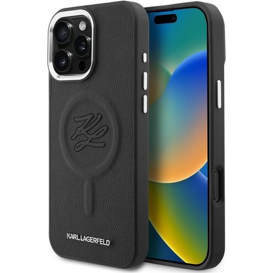 Karl Lagerfeld Case Initial & Metal Logo Magsafe For Iphone 16 Pro Max Black - (KLHMP16XPGFKLRDK)
