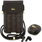 LACOSTE Set Tws Earbuds + Bag Universal Sleeve Crossbody Xl The Blend Metal Logo Brown - (LCBSTWSP17XPBSMW)