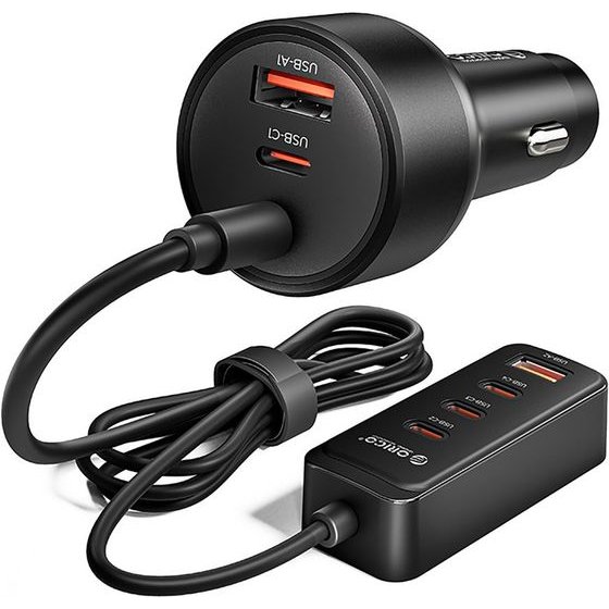 Orico Chargeclip 108W Car Charger 2x USB-A + 4x USB-C With Clip - Black -CC-90-2A4C - (ORICO-CC-90-2A4C-BK-EP-HU)