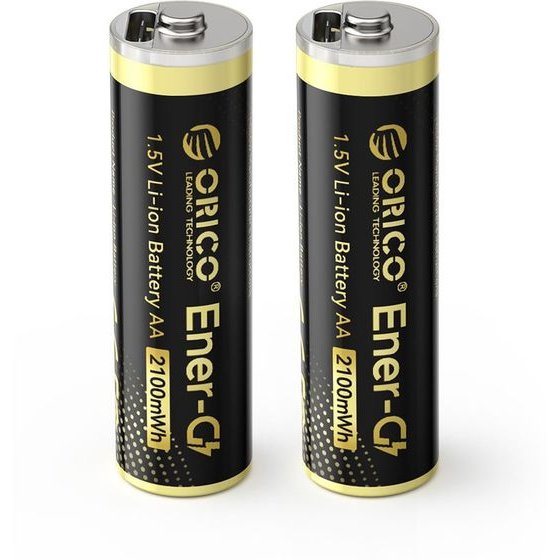 Orico Ener-G EG5C Lithium Battery 1.5V 2100mWh Aa USB-C Rechargeable Battery With Charging Cable 2 pcs. -EG5C-UN-A2C-2PK-Ep - (ORICO-EG5C-UN-A2C-2PK-EP-HU)