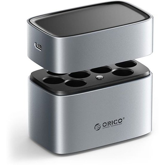 Orico EV8 Aa Lithium Battery Charger With Storage Function - Silver -EV8-Ep - (ORICO-EV8-EP-HU)