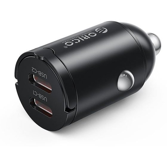 Orico Miniring 30W 2x USB-C Car Charger - Black -MR-30-2C - (ORICO-MR-30-2C-BK-EP-HU)
