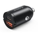 Orico Miniring 30W USB-A + USB-C Car Charger - Black -MR-30-1A1C - (ORICO-MR-30-1A1C-BK-EP-HU)