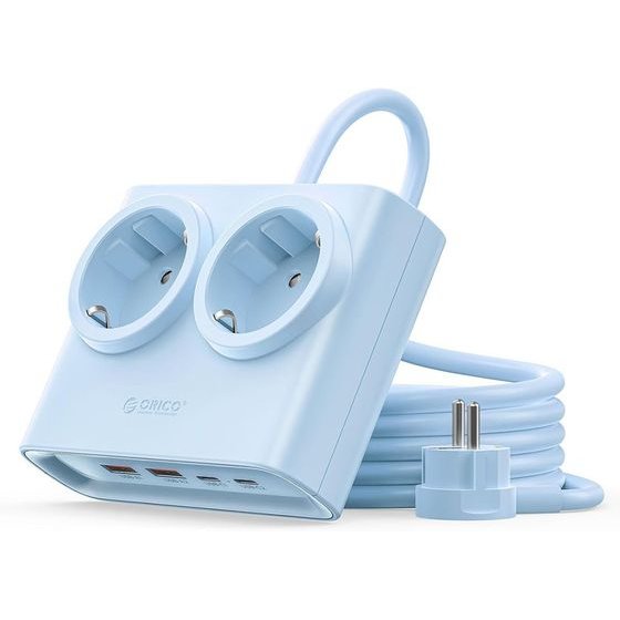 Orico PDC25 25W 6in1 Power Strip 2x Ac + 2x USB-A + 2x USB-C - Blue -PDC25-2A2U2C-EU-BL-Ep - (ORICO-PDC25-2A2U2C-EU-BL-EP-HU)