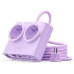 Orico PDC25 25W 6in1 Power Strip 2x Ac + 2x USB-A + 2x USB-C - Purple -PDC25-2A2U2C-EU-PU-Ep - (ORICO-PDC25-2A2U2C-EU-PU-EP-HU)