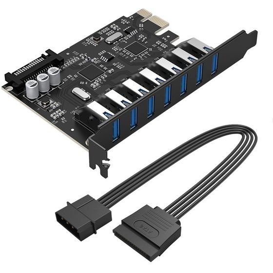 Orico PVU3 PCI-E 7x Usb 3.0 Expansion Card For Desktop - Black -PVU3-7U-V1 - (ORICO-PVU3-7U-V1-HU)