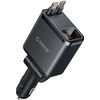 Orico Twin Reach 45W USB-A + USB-C Car Charger With Two Retractable USB-C Cables - Black -TR-45-1A3C - (ORICO-TR-45-1A3C-BK-EP-HU)