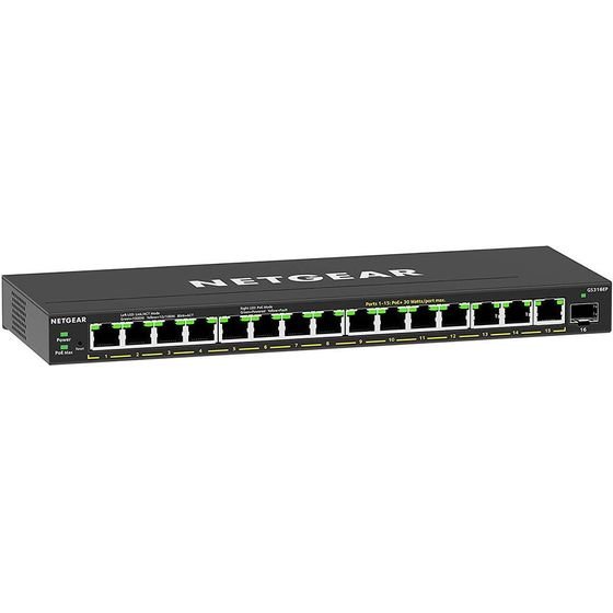 NETGEAR Switch GS316EP / Black - (GS316EP-100PES)