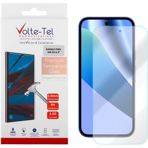 Volte-Tel Tempered Glass Google Pixel 10A 5G 6.3in 9H 0.30mm 2.5D Full GLUE