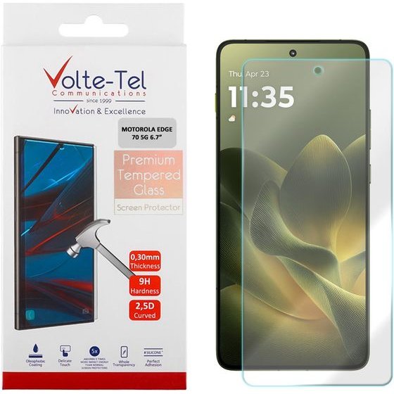 Volte-Tel Tempered Glass Motorola Edge 70 5G 6.7in 9H 0.30mm 2.5D Full GLUE