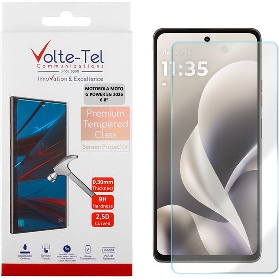 Volte-Tel Tempered Glass Motorola Moto G Power 5G 2026 6.8in 9H 0.30mm 2.5D Full GLUE