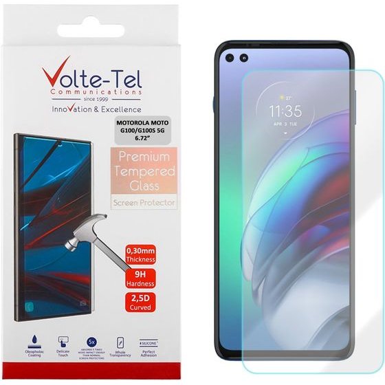 Volte-Tel Tempered Glass Motorola Moto G100/G100S 5G 6.72in 9H 0.30mm 2.5D Full GLUE