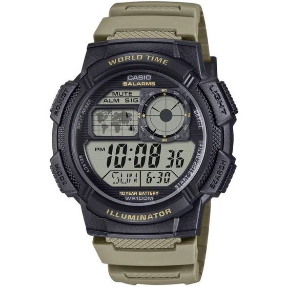 Casio MEN'S Watch (zd073i) - World Time + Box - (AE-1000W-5AVEF)
