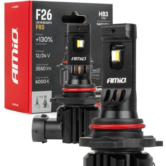 AMiO - ������ Led F26 Pro Series HB3 12/24V 68W 2900-3550lm 6.000K Full Can-Bus Plug&Play - 2 ���. (04874/AM) - (04874)