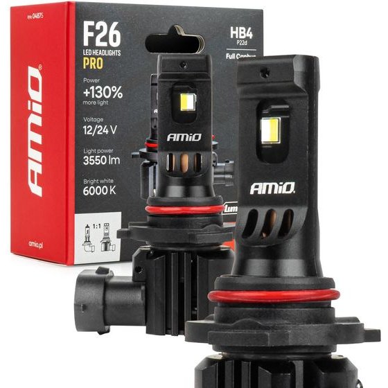AMiO - ������ Led F26 Pro Series HB4 12/24V 68W 2900-3550lm 6.000K Full Can-Bus Plug&Play - 2 ���. (04875/AM) - (04875)