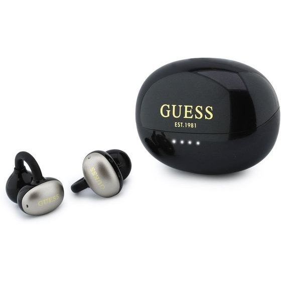 Guess Metallic Finish Classic Logo Ows Wireless Earphones Black - (GUTWSOL3MEGK)