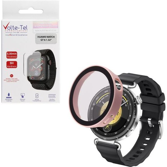 Volte-Tel Pc Edge Cover Tempered Glass Huawei Watch Gt 6 41mm 1.32in 9H 0.30mm 3D Full Glue Full Cover Office Cherry Blossom PIN