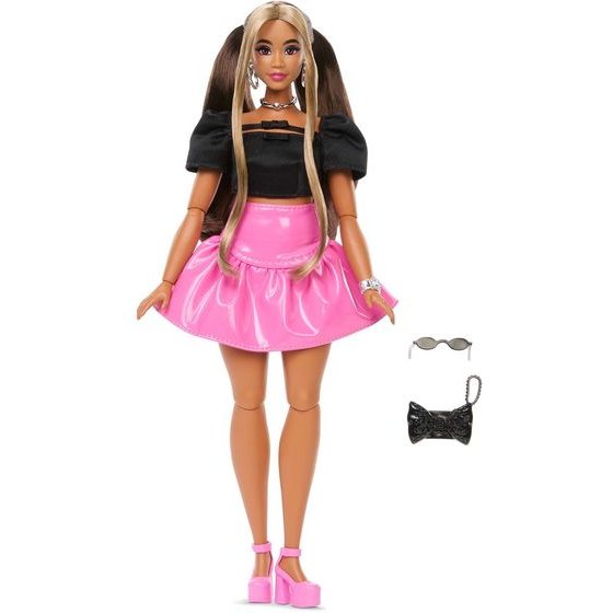 Mattel Barbie: Deluxe Style Black & Pink - Pink Vinyl Skirt Fashion (JJN74)