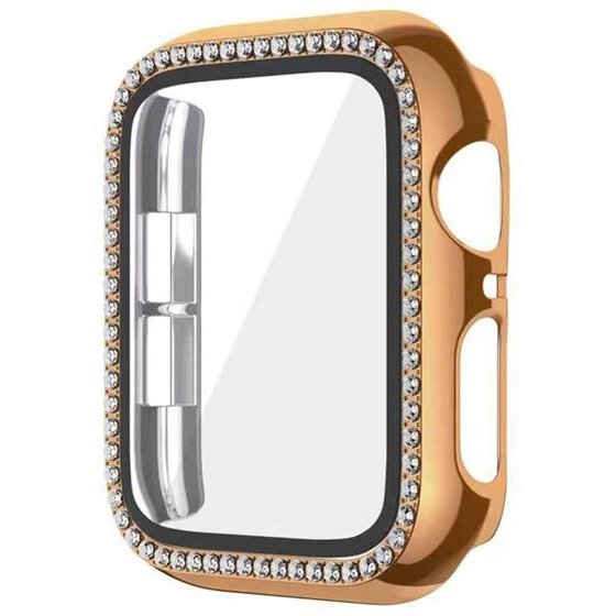 Sonique ���� ��������� Luxury Diamond Pc + Tempered Glass ��� Apple Watch 4/5/6/SE/Se 22 44mm �������