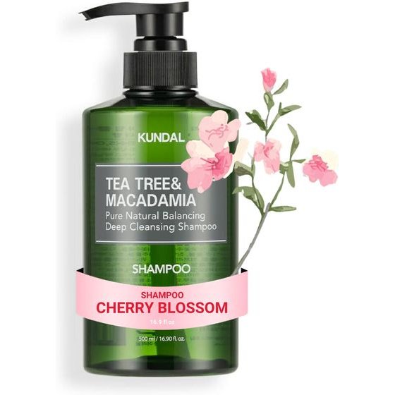 KUNDAL Tea Tree & Macadamia Deep Cleansing Shampoo Cherry Blossom - �������� ���� ���������� ��� ������ ������� & ���������� ������� - (KUN-09)