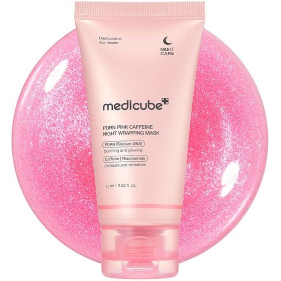 Medicube Pdrn Pink Caffeine Night Wrapping Mask - ����� ������ ''Glass Skin'' �� Pdrn & ������� ��� ������� & ����� - (MEDC-71)