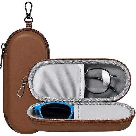 Techsuit - Glasses Case (ETJ3) - PU, 16.5 x 6.5 x 4cm - Cocoa