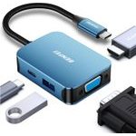 Benfei Adapter Hub 4 In 1 USB-C To 4K Hdmi USB-C 1x Usb A Vga blue