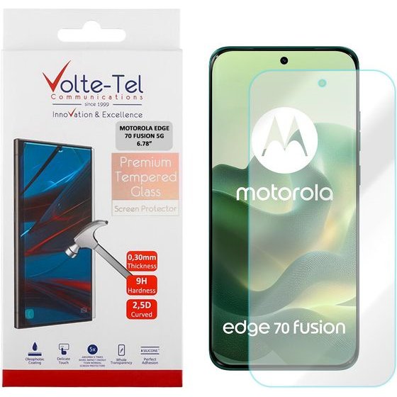 Volte-Tel Tempered Glass Motorola Edge 70 Fusion 5G 6.78in 9H 0.30mm 2.5D Full GLUE