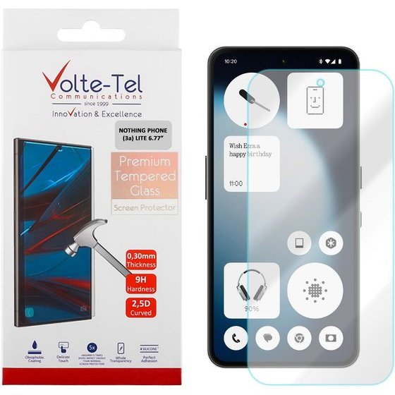 Volte-Tel Tempered Glass Nothing Phone (3a) Lite 6.77in 9H 0.30mm 2.5D Full GLUE