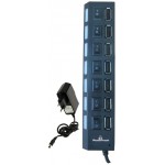 POWERTECH USB 2.0V HUB 7 PORT + ��������������� �������� - (PT-111)