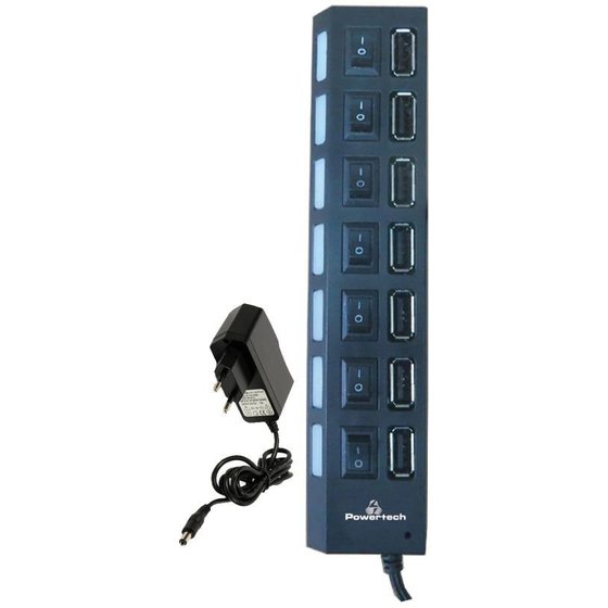 POWERTECH USB 2.0V HUB 7 PORT + ��������������� �������� - (PT-111)