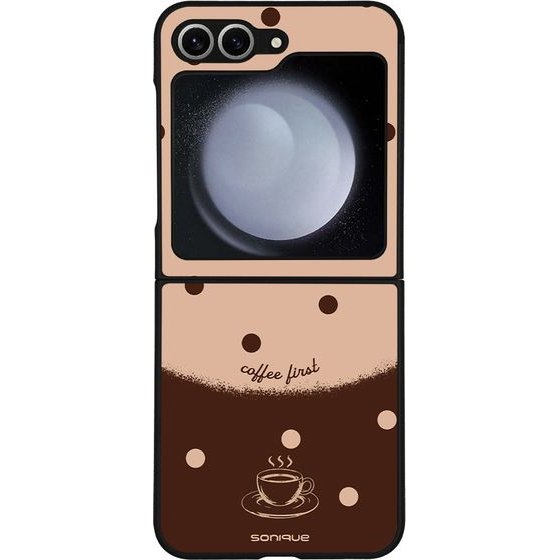 Sonique ���� Delulu Polka Era Series ��� Samsung Galaxy Z Flip 6 / Galaxy Z Flip 7 Fe 5G Coffee First