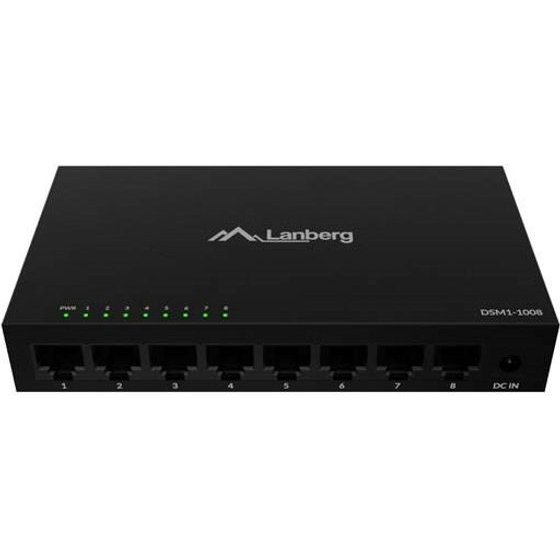 Lanberg Switch 8X 1GB/S Unmanaged Gigabit Ethernet Desktop 12V (Metal CASE) - (DSM1-1008)