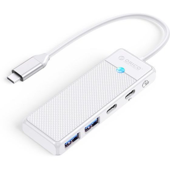 Orico PAPW2AC-C3 Usb Hub 4-Port 2x USB-A 3.0 1x USB-C 3.0 With USB-C Pd 100W Charging 0.15m - White -PAPW2AC-C3-015-WH-Ep - (ORICO-PAPW2AC-C3-015-WH-EP)