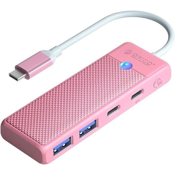 Orico PAPW2AC-C3-C3 Usb Hub 4-Port 2x USB-A 3.0 1x USB-C 3.0 With USB-C Pd 100W Charging 0.15m - Pink -PAPW2AC-C3-015-PK-Ep - (ORICO-PAPW2AC-C3-015-PK-EP)